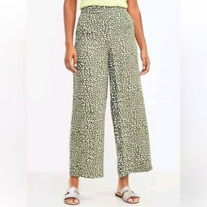 Olive Green Wide Leg Animal Print Pants by LOFT Petite